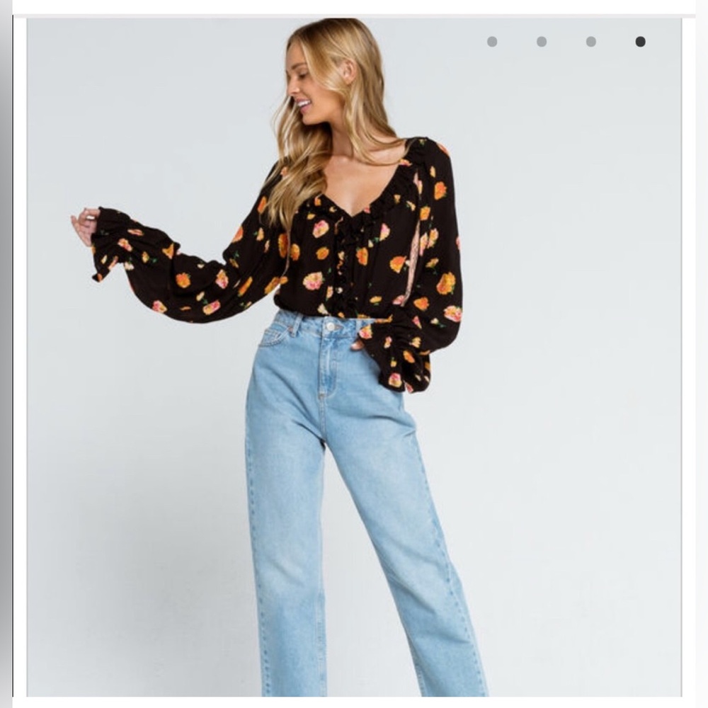 Free People | Poppy Print Bodysuit | Black | Women’s Size Small